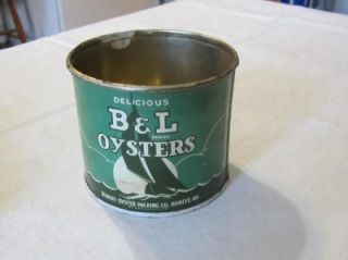 Oysters Tin Can 12 FL oz Bivalve Oyster Packing Co MD No Lid 