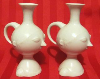 ROSENTHAL BJORN WIINBLAD ROMANCE White FACE CANDLE HOLDERS 
