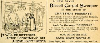 1891 Ad Christmas Bissell Carpet Sweeper House Chores Cleaning 103 