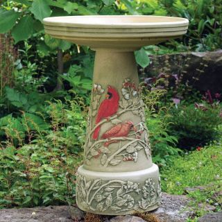   Cardinal Birdbath and Pedestal Stand Decorative Bird Bath