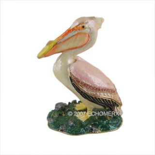 Pelican Bird Trinket Box w Swarovski Crystals Bejeweled