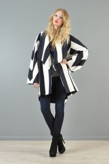 spectacular 1980s black white graphic stripe swing coat incredible 