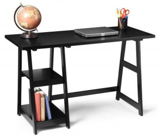 Trestle Modern Black Computer Home Office Desk Table