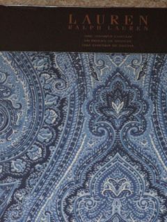    Lauren Light Dark Blue Navy White PAISLEY Shower Curtain NEW Fabric