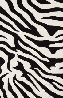 Modern Animal Print Zebra Stripe Area Rug Black Ivory 27 x 45 Carpet 