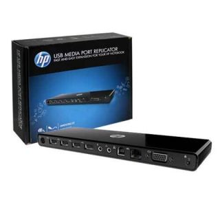   Media Port Replicator Docking Station Ethernet VGA Audio Black