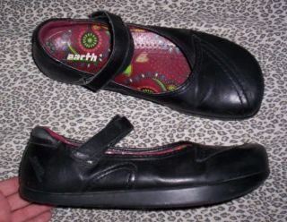 Black Leather Earth Mary Jane Shoes Clogs Echelon Womens Size 9 5 B US 