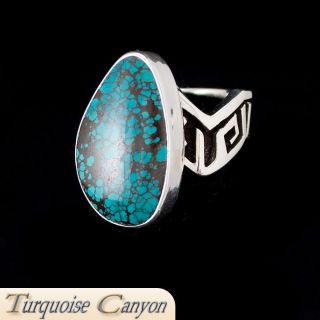 Navajo Native American Bisbee Mine Turquoise Ring Size 6 1 2 SKU 