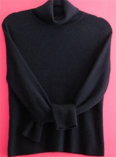 Daniel Bishop Black 100 Cashmere Ribbed Turtleneck Sweater Womens L M