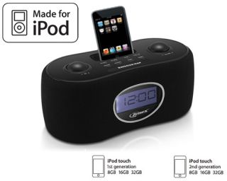 New Black iPod Touch Docking Station Alarm Clock Radio