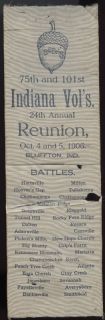 1906 Gar Bluffton Ind 75th 101st Vols Reunion Battles