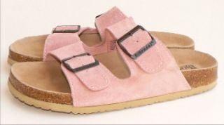Bjorndal Womens Princeton Born Pink Suede Leather Double Strap Sandals 