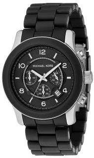   Kors Mens Chronograph Black Polyurethane Stainless Steel Watch MK8107