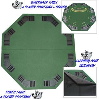 Poker Blackjack Folding Table Top 2 Sided w Case