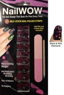 Black and Pink Starburst Design Nail WOW Instant Nail Design Kit