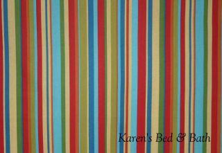 blue green red orange stripe striped stripes curtain valance custom 