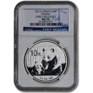   Silver Panda (1 oz) 10 Yn   NGC MS70   Early Releases   Blue Label