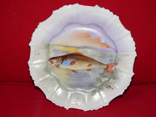 1890 Limoge Blakeman Henderson Fish Art Signed Plate