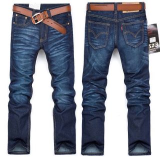 New Classic Straight Simple Mens Blue Jeans Trousers Pants 30 32 34 