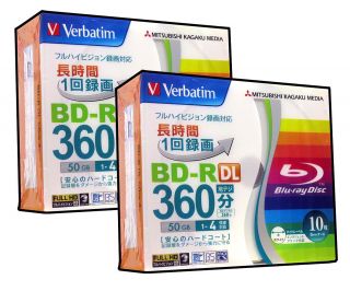20 Verbatim Blu Ray Vide Disc 50GB 4X Bluray DVD Media