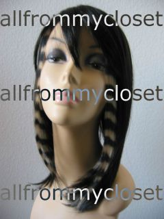 1418 Blonde Coontail Stripe Hair Extensions Scene Emo