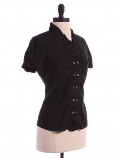 The Limited Black Ruffle Collar Blouse Sz M Top Shirt