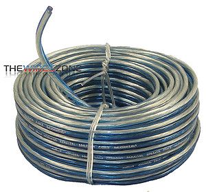   Gauge 40 ft Speaker Wire Home Car Audio Clear Blue Copper OFC
