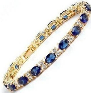 Blue Zircon Sapphire Beads Crystal Link Bracelet