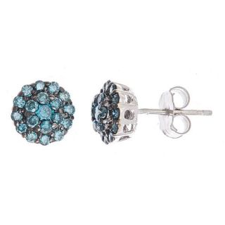 70 Carat Fancy Blue Diamond Cluster Stud Earrings 14k White Gold 38 