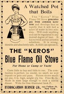   Vintage Ad Keros Kerosene Blue Flame Oil Stove   ORIGINAL ADVERTISING