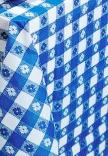 Blue Gingham Plastic Tablecloth Roll 150 ft x 54 Wide