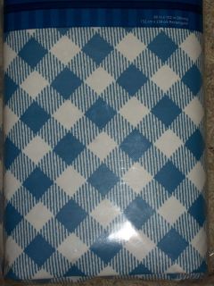 Blue White Country Gingham Picnic Bistro Vinyl Tablecloth 60 x 84 