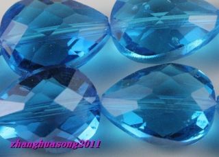 10pcs lake blue flat drip crystal beads 18mm