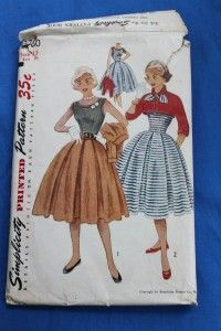   Simplicity Pattern 3760 1951 Teen Blouse Skirt Bolero Tie