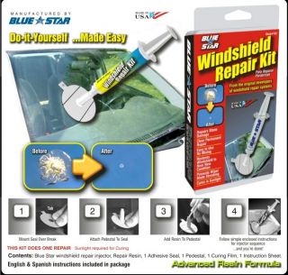 Blue Star Fix Windshield Do It Yourself Repair Kit Glass Cracks Chip 