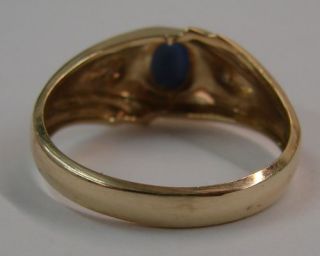 Nice Mens Blue Star Sapphire & Diamond 10K Gold Ring 3.3g / Size 10