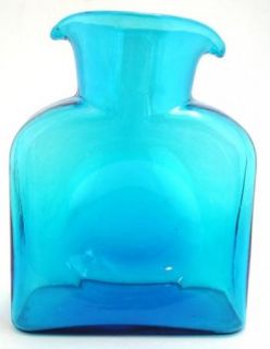 Blenko Blue Glass Double Spout Water Bottle