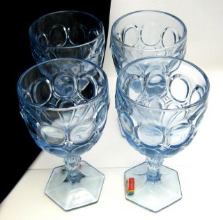 Fostoria Moonstone Blue Water Goblet Glass Set of 4 Goblets