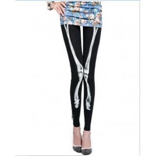 Fashion Personality Sexy Bone Pattern Stitching Slim Tights Pants 