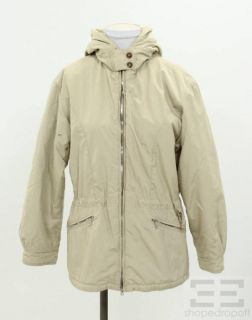 Bogner Sports Khaki Nylon Drawstring Waist Hooded Jacket Size 8