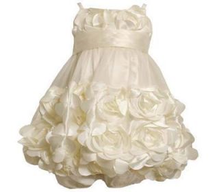 Bonnie Baby Ivory Fancy Dress with Large Flower Appliques Infant Sizes 