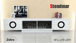 95L New Modern Black or White Piano Paint TV Stand Zebra
