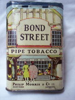 Vintage Bond Street Pipe Tobacco Tin with Mississippi Tax Stamps 