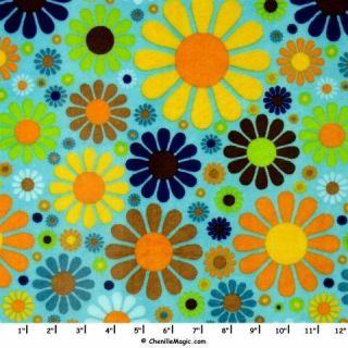 Robert Kaufman Minky Flower Child Turquois Fabric 30x36