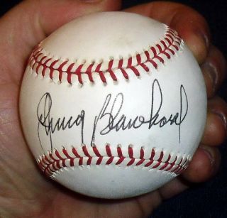   Hand Signed Baseball Rawlings Bobby Brown w Cube w COA 101112