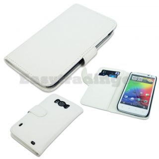White Book Agenda Type Leather Case HTC Sensation XL X315e with Card 