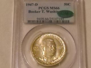 1947 D Booker T Washington Half Dollar PCGS CAC MS 66