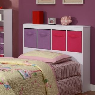 Girls White Bookcase Headboard for TWIN/SINGLE SIZE Bed Frame ~ Wood 