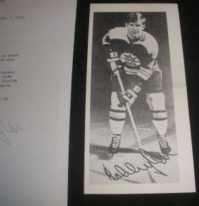 Bobby Orr Vintage Autograph on Letter to Fan on Boston Bruins Letter 