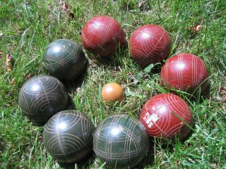 Vtg Sportcraft BOCCE BALL SET with PALLINO / JACK Lawn Bowling Made in 